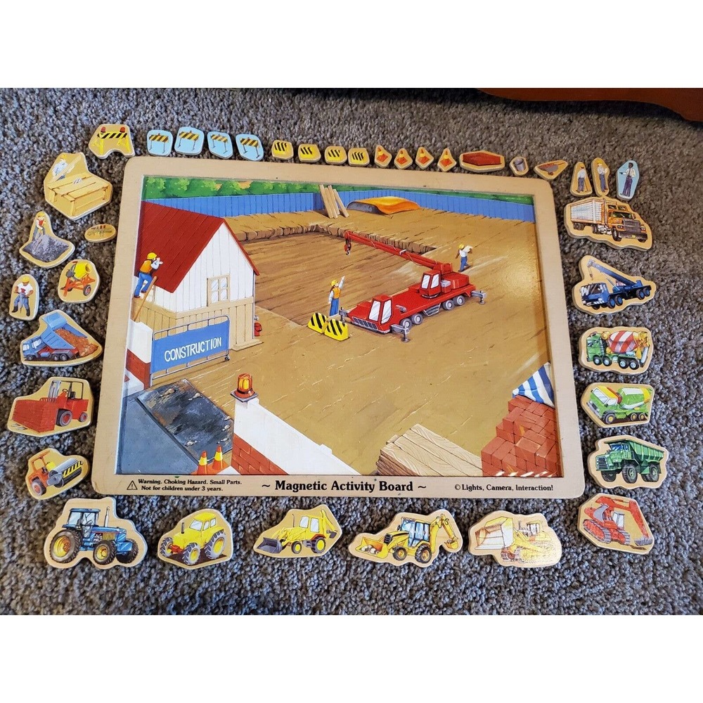 Melissa & Doug Wooden Magnetic Activity Board Construction #50 Tractor Truck